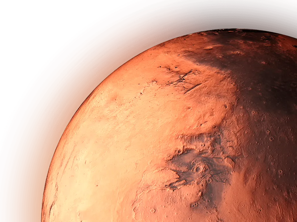 Illustration eines orangenen Planeten, der für Praktikumsmöglichkeiten bei der BROCKHAUS AG steht, symbolisiert den Beginn einer aufregenden Reise in die IT-Branche.
